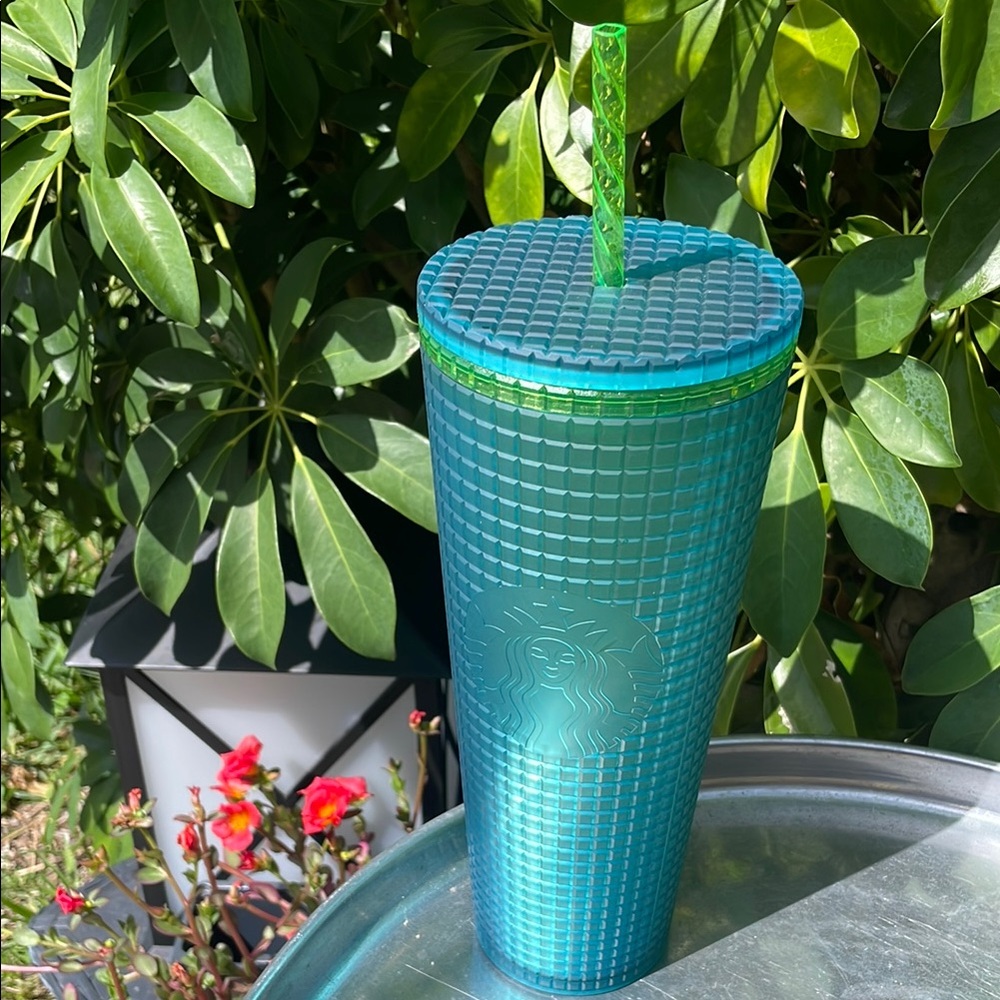 Starbucks Teal and Green Textured Tumbler